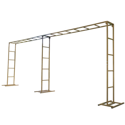 6ftx16ft Gold Rectangular Arbor - Freestanding 6' High Over the Table Stand, Backdrop Stand with Double Frame for Floral Balloon DÃ©cor