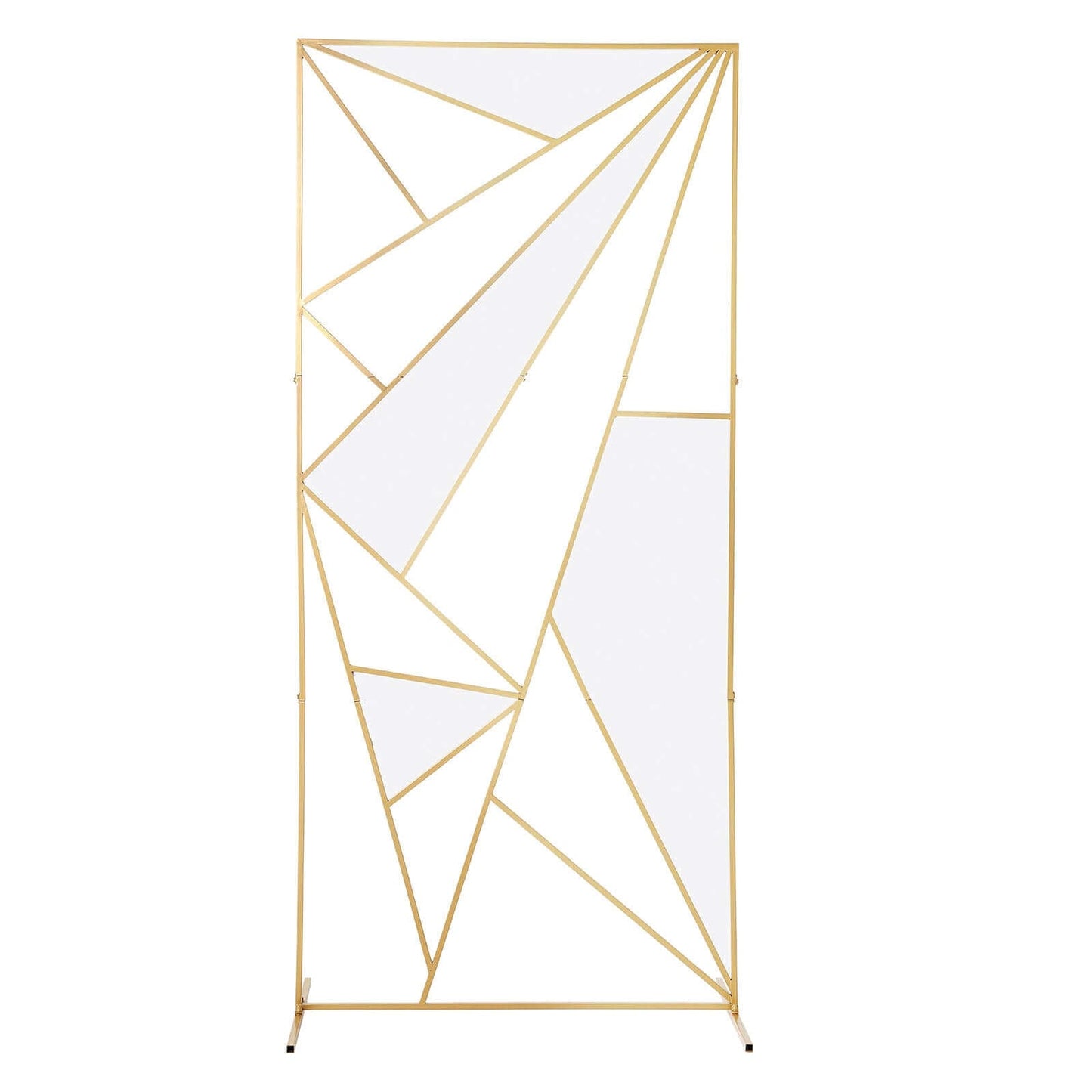 7ft Tall Gold Metal Rectangular Geometric Flower Frame Prop Stand, Wedding Backdrop Floor Stand With Cloudy Film Insert