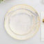 10-Pack Plastic 7" Round Dessert Plates in White with Gold Wave Brush Strokes Pattern - Disposable Appetizer Salad Plates for Modern & Classy Table Decor