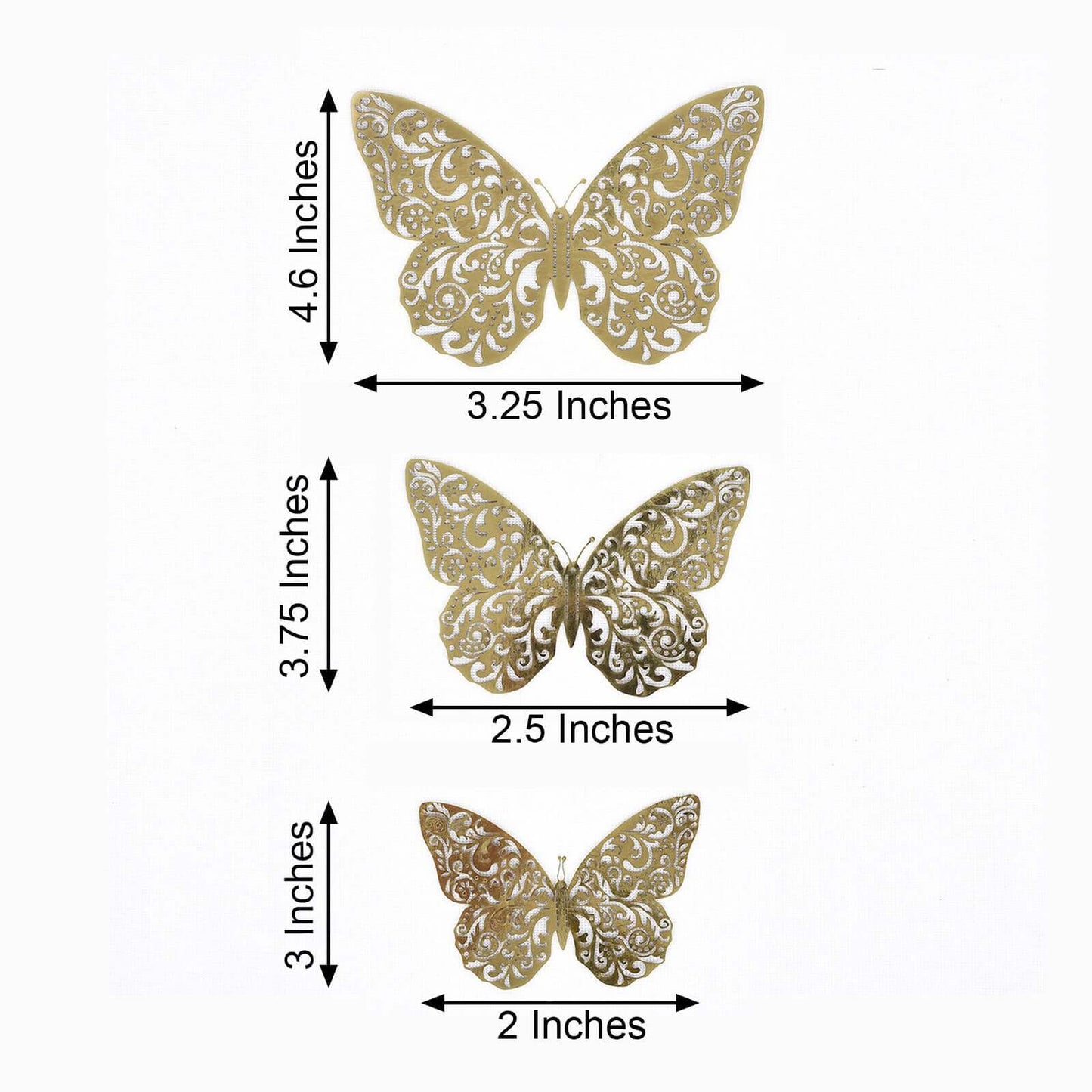 12-Pack 3D Butterfly Wall Decals, DIY Removable Mural Stickers Gold Cake Decorations Eye-Catching Design