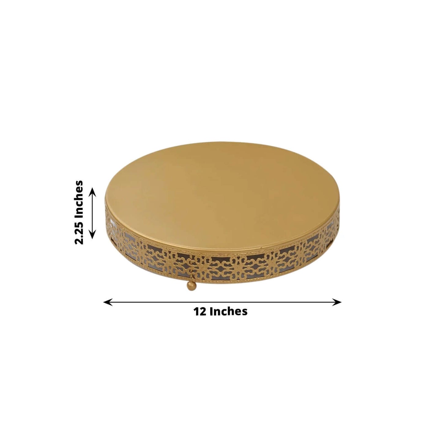 Metal Pedestal Cake Stand Fleur De Lis Round Design Gold - Cupcake Dessert Display Table Centerpiece 12"