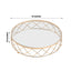 Metal Cake Stand Geometric Diamond Cut Design Gold with Glass Top - Dessert Display Riser 16"
