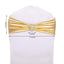 5 Pack Metallic Spandex Chair Sashes Gold - Stretch Fit Chair Bands With Round Diamond Buckles for Glamorous Event Decor