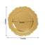 10-Pack Economy Plastic Round Charger Plates 13" in Gold with Scalloped Rim, Decorative Dinner Party Serving Plates