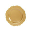 10-Pack Economy Plastic Round Charger Plates 13" in Gold with Scalloped Rim, Decorative Dinner Party Serving Plates