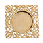 6-Pack Acrylic Square Charger Plates 12" in Gold with Hollow Lace Border, Event Tabletop Decorative Charger Tableware