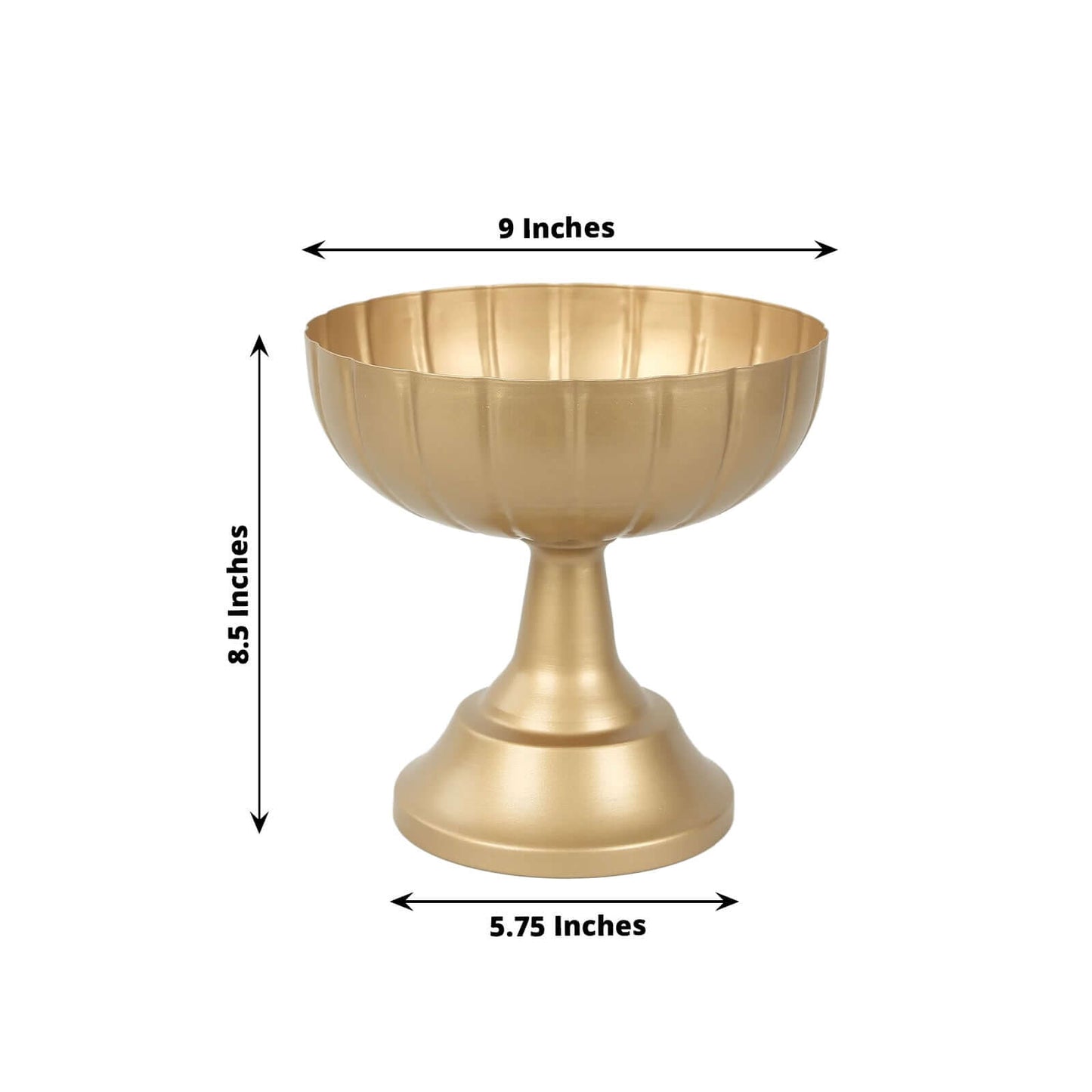 4-Pack Metal Compote Pedestal Bowl Flower Vases in Grecian Urn Style Gold - Refined Floral Wedding Table Centerpieces 8.5"