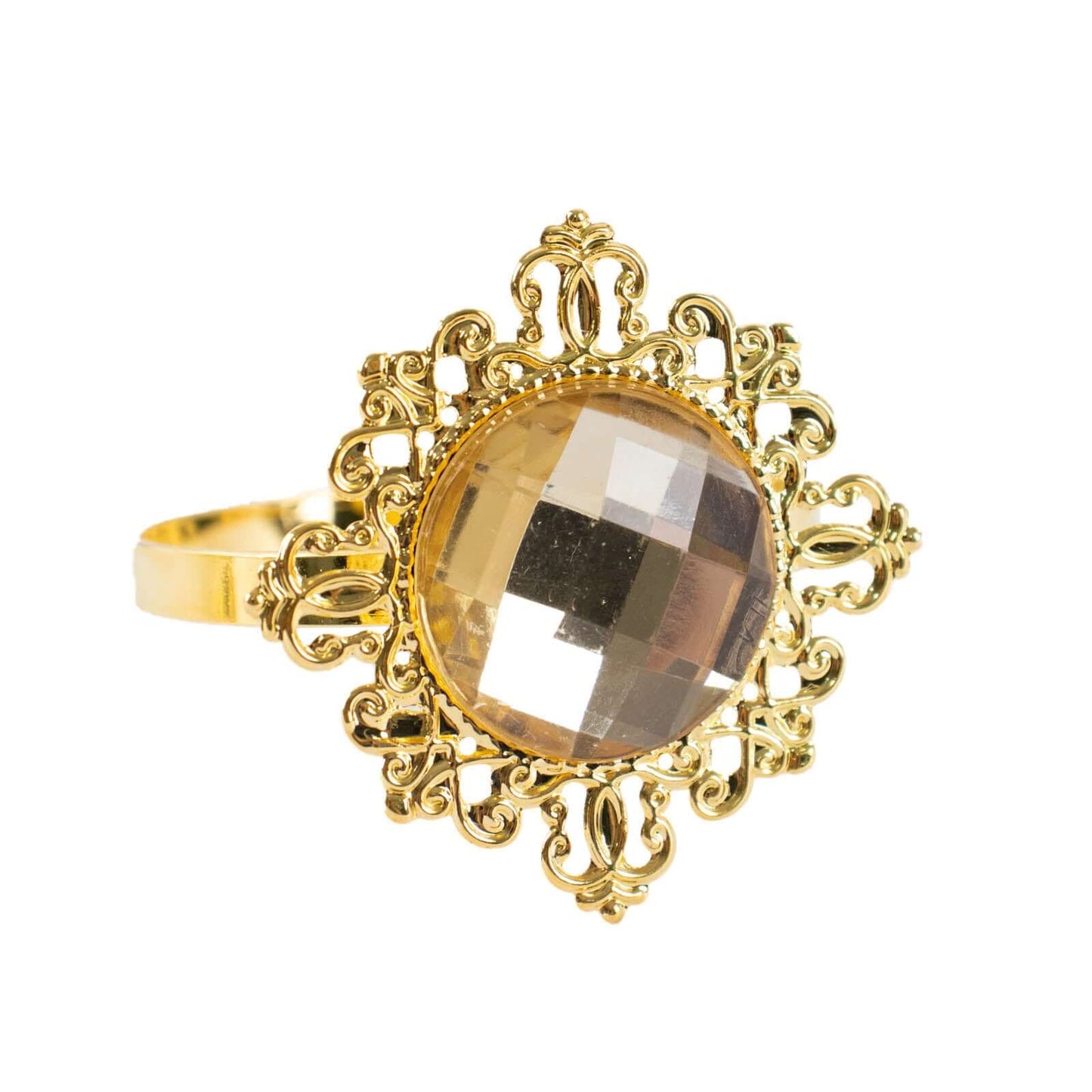 6 Pack 2" Gold Metal Crystal Rhinestone Napkin Rings, Diamond Bling Napkin Holders