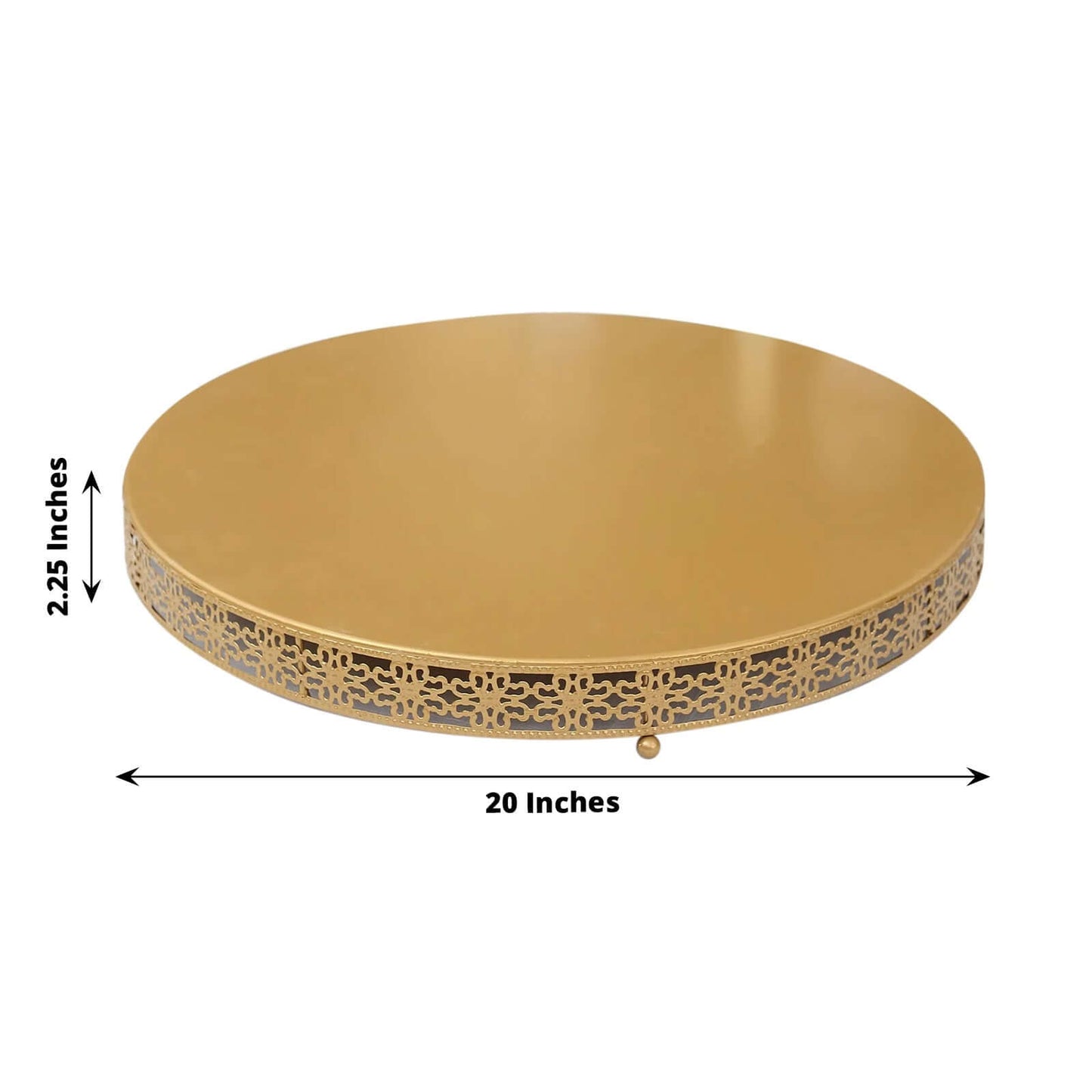 Metal Pedestal Cake Stand Fleur De Lis Round Design Gold - Cupcake Dessert Display Table Centerpiece 20"