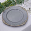 6-Pack Acrylic Round Charger Plates 13" in Charcoal Gray with Gold Embossed Baroque Rim, Antique Decorative Dinner Party Charger Tableware