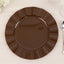 10-Pack Plastic 11" Round Dinner Plates in Cinnamon Brown Ruffled Rim with Gold Edging - Sturdy Disposable Dinnerware