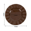 10-Pack Plastic 9" Round Dinner Plates in Cinnamon Brown Ruffled Rim with Gold Edging - Sturdy Disposable Dinnerware