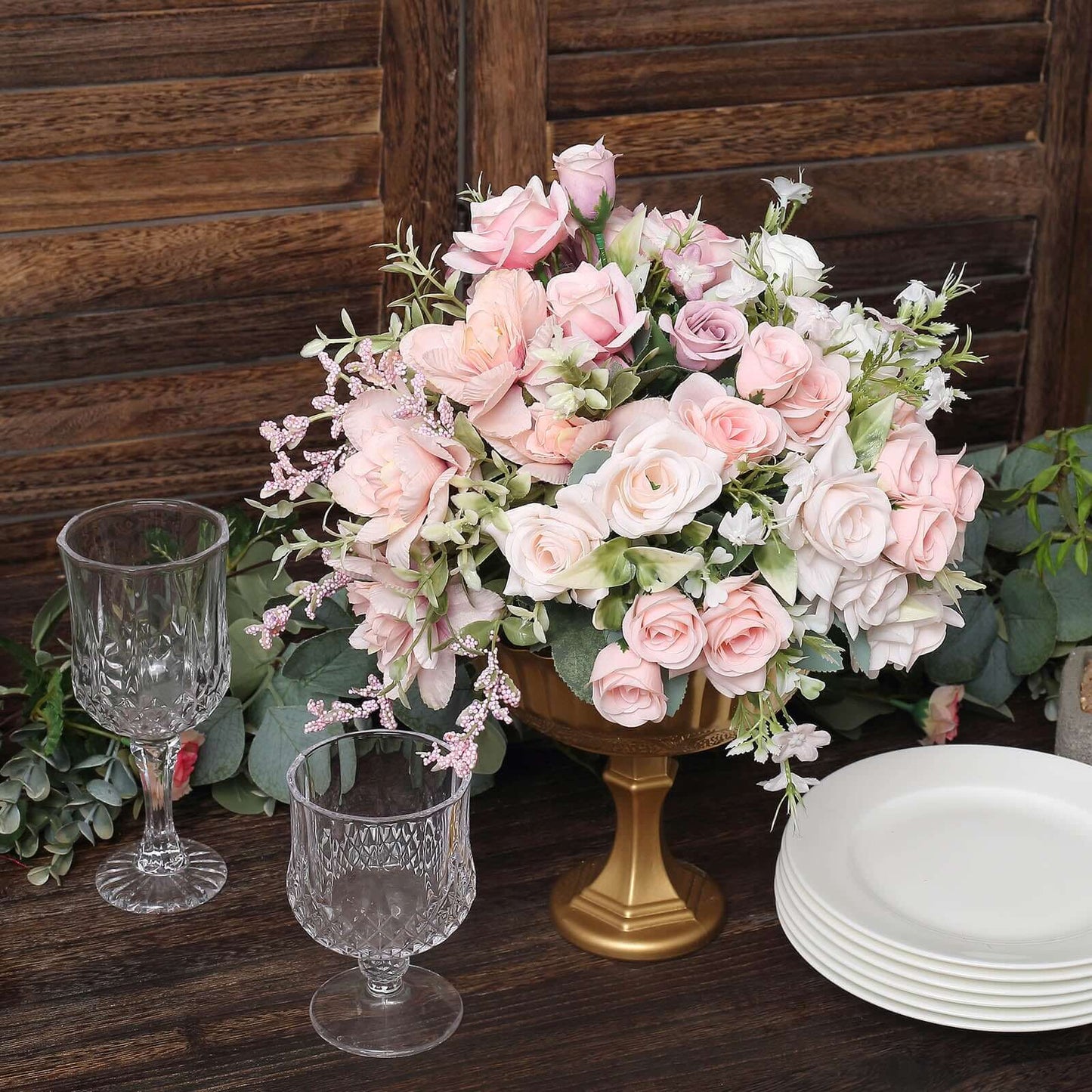 Glass Compote Floral Bowl Pedestal Vase Roman Style Gold - Antique Flower Vase for Sophisticated Event DÃ©cor 7"