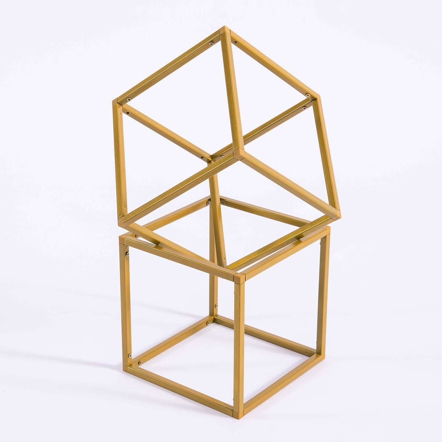 2-Pack Metal Flower Stands Gold Geometric Wedding Centerpieces Square Frame - Compact Design 8"