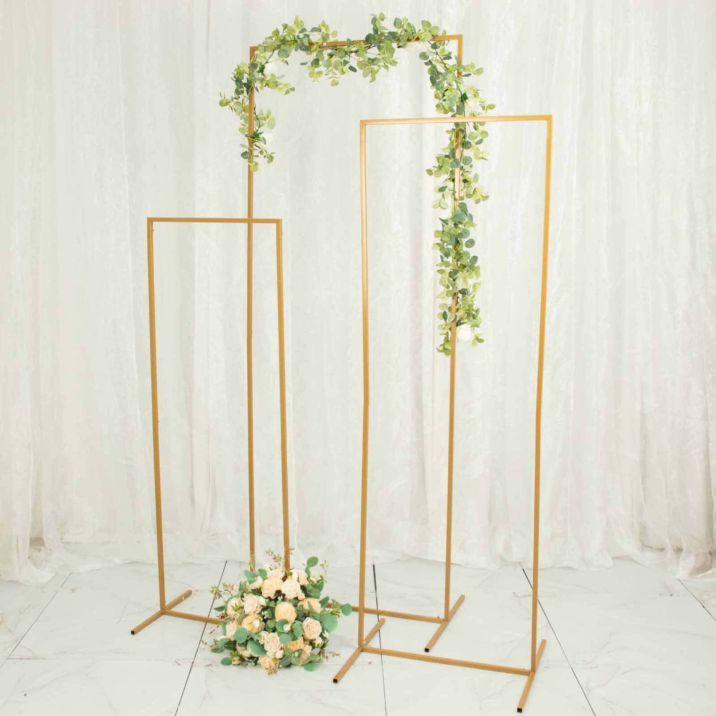 Set of 4 Gold Metal Frame Wedding Arch, Rectangular Backdrop Stand, Floral Display Frame - 3.5ft, 4.5ft, 5.5ft, 6.5ft