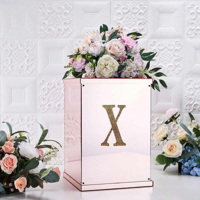 Decorative Rhinestone Alphabet "X" Letter Stickers, Glitter Adhesive Craft Letters Gold DIY Sparkle Embellishments 6"