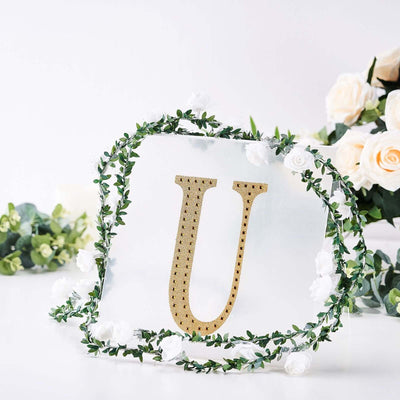 Decorative Rhinestone Alphabet "U" Letter Stickers, Glitter Adhesive Craft Letters Gold DIY Sparkle Embellishments 8"