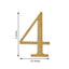 Decorative Rhinestone Number "4" Stickers, Glitter Adhesive Craft Numbers Gold DIY Sparkle Embellishments 6"
