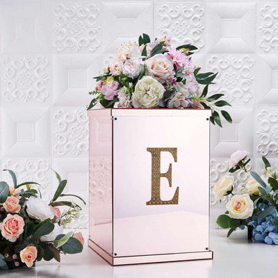 Decorative Rhinestone Alphabet "E" Letter Stickers, Glitter Adhesive Craft Letters Gold DIY Sparkle Embellishments 6"