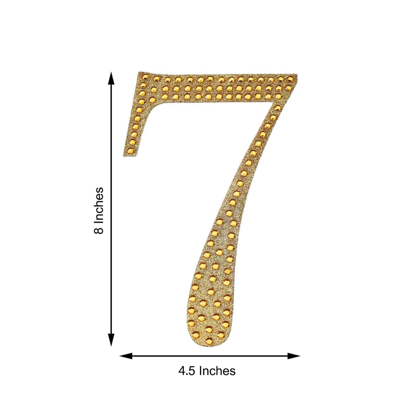 Decorative Rhinestone Number "7" Stickers, Glitter Adhesive Craft Numbers Gold DIY Sparkle Embellishments 8"