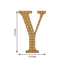 Decorative Rhinestone Alphabet "Y" Letter Stickers, Glitter Adhesive Craft Letters Gold DIY Sparkle Embellishments 8"