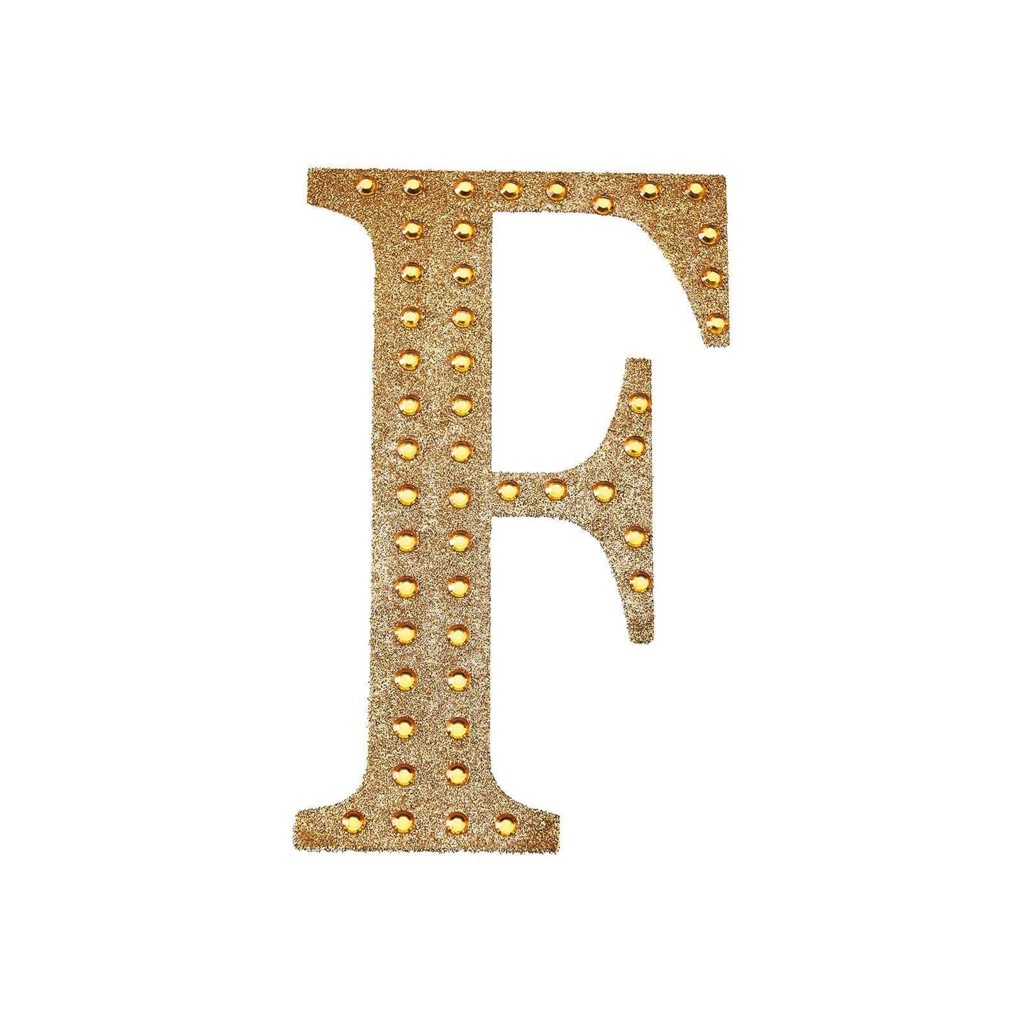 Decorative Rhinestone Alphabet "F" Letter Stickers, Glitter Adhesive Craft Letters Gold DIY Sparkle Embellishments 6"