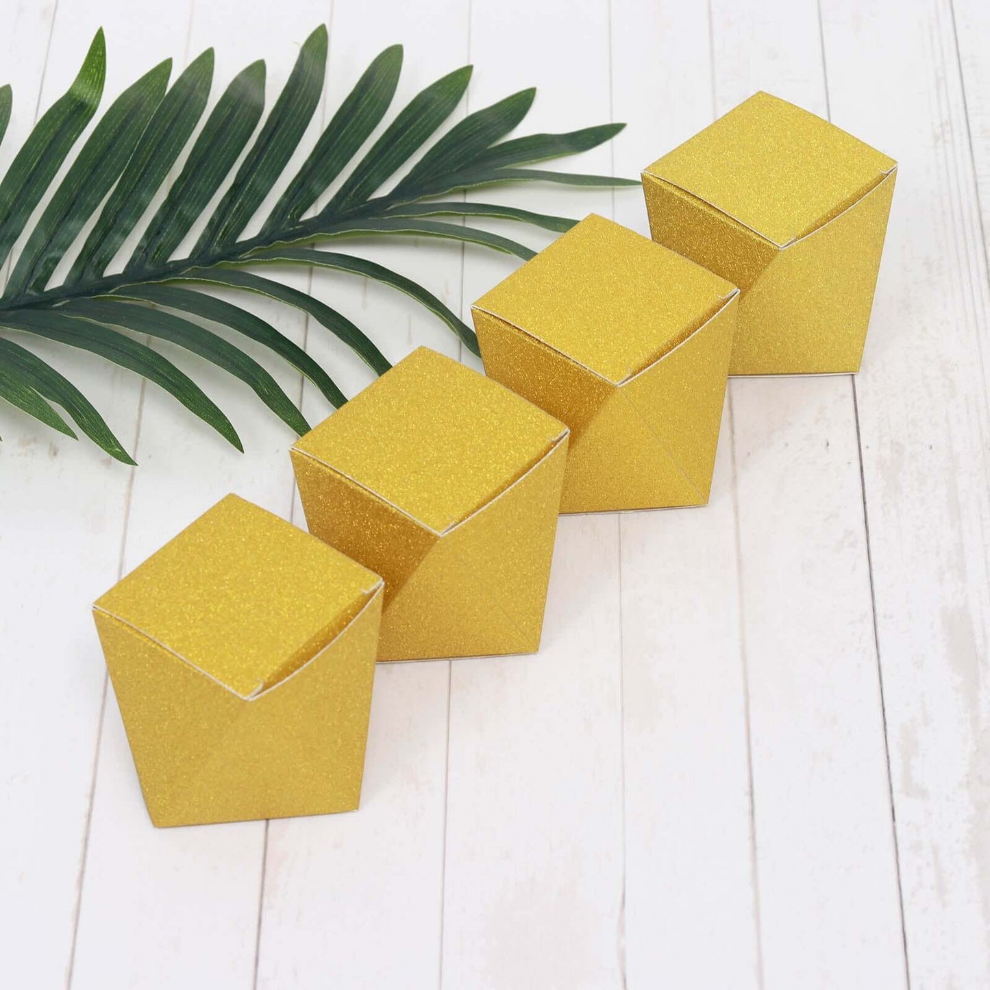 25 Pack 3"x4" DIY Gold Glittered Geometric Wedding Favor Gift Box