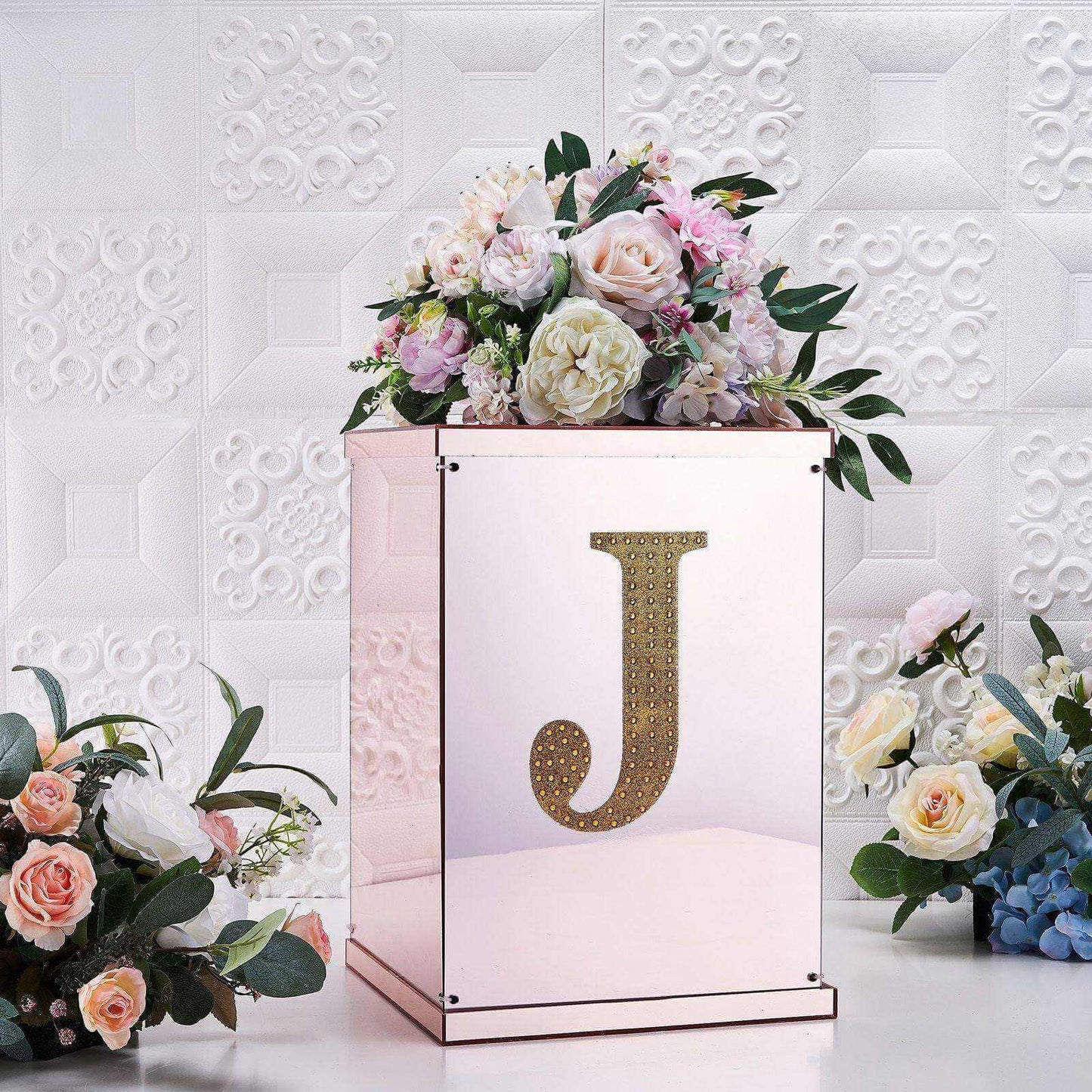 Decorative Rhinestone Alphabet "J" Letter Stickers, Glitter Adhesive Craft Letters Gold DIY Sparkle Embellishments 8"