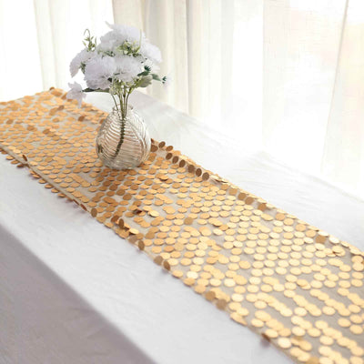 Big Payette Sequin 13"x108" Table Runner Matte Champagne - Dazzling Design