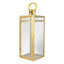 Stainless Steel Candle Lantern Vintage Top Design Gold - Outdoor Metal Patio Lantern Centerpiece 22"