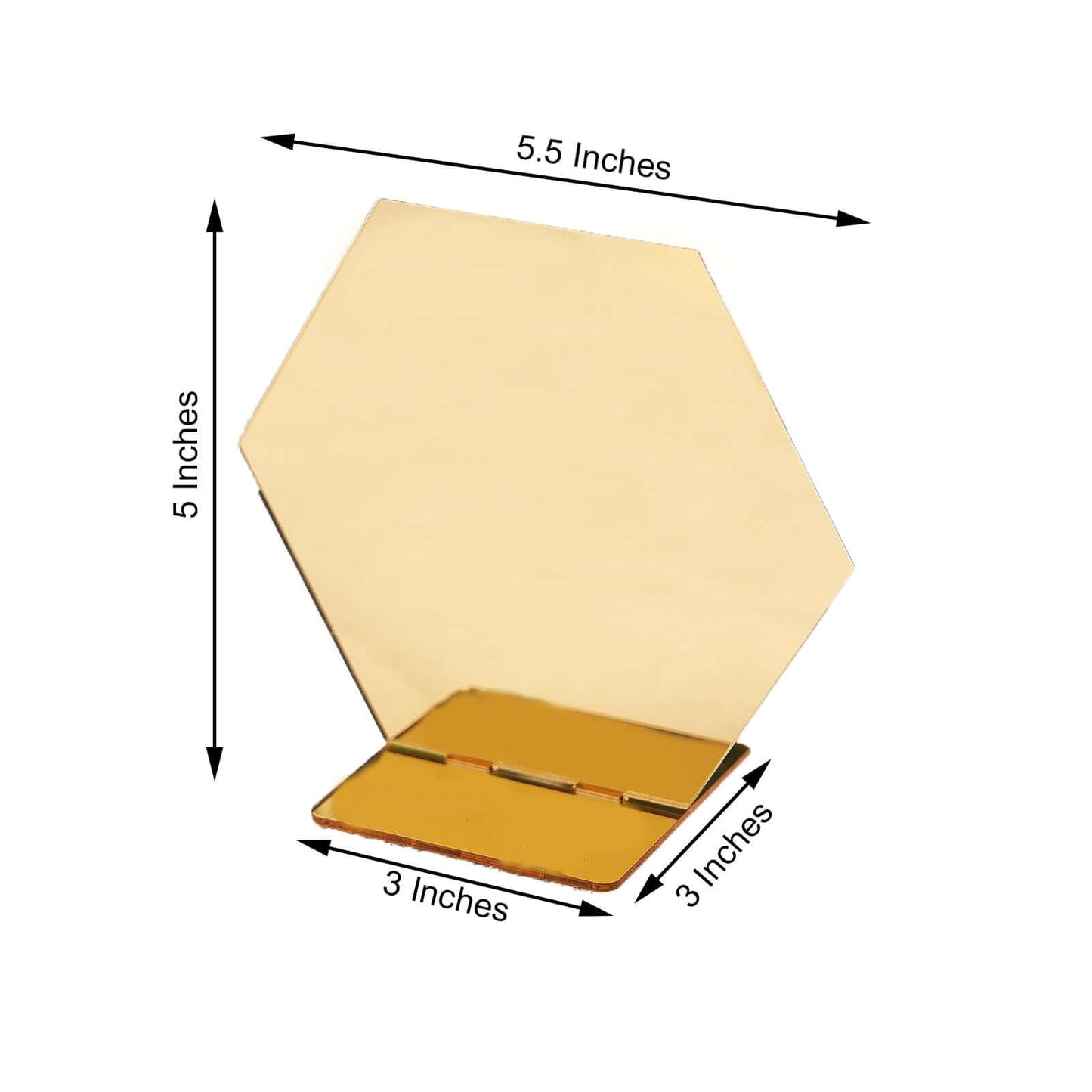 5-Pack Acrylic Table Sign Holders Hexagon Design Gold - Ideal for Modern Event Centerpieces 5"