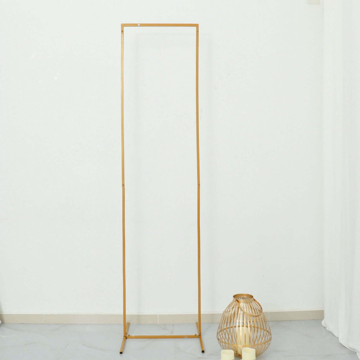 Wedding Arch Slim Gold Metal Rectangular Design Backdrop Stand - Floral Display Frame 6.5ft