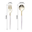 24-Pack Plastic Fork and Spoon Set Gold/Ivory - Heavy Duty Disposable Modern Utensils 6"