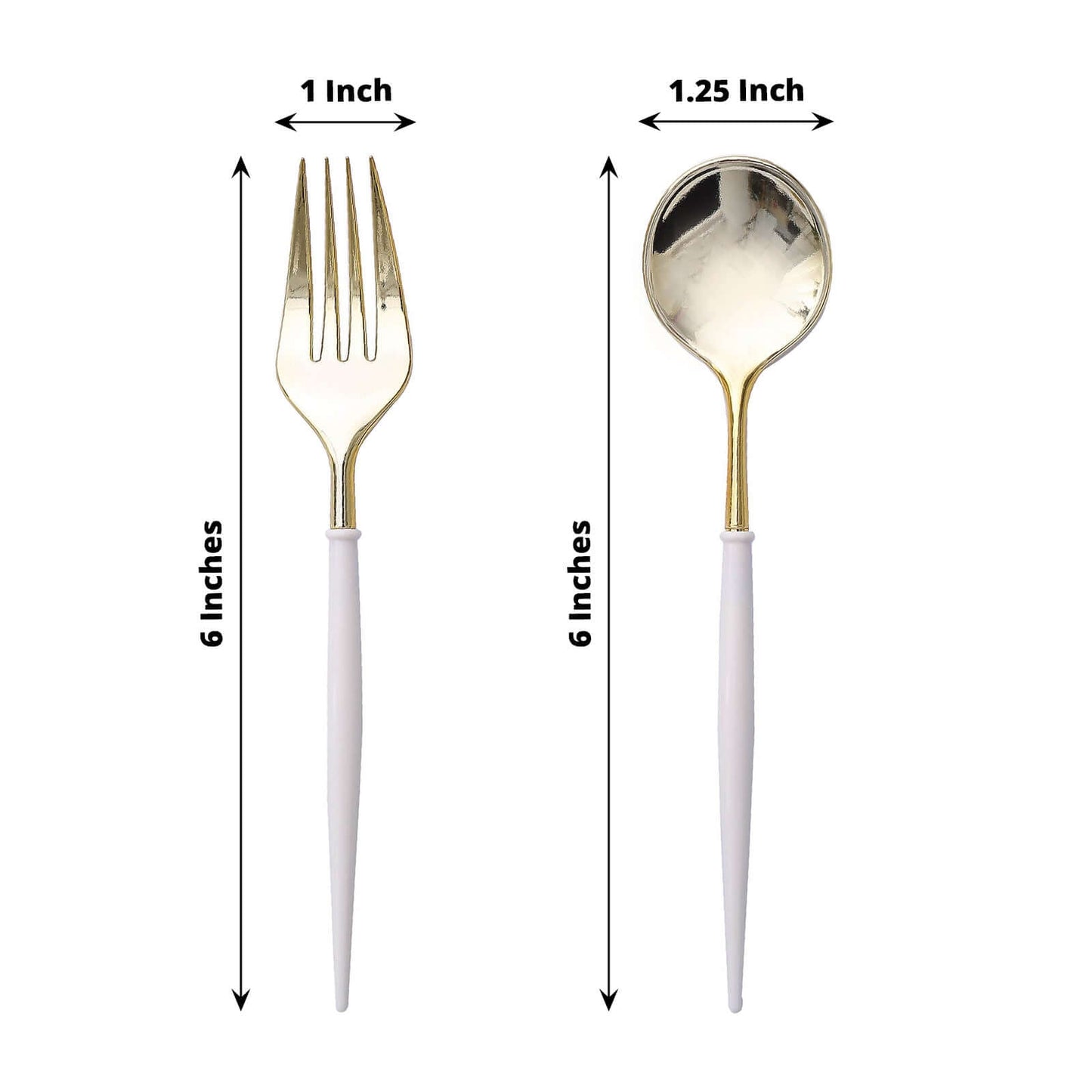 24-Pack Plastic Fork and Spoon Set Gold/Ivory - Heavy Duty Disposable Modern Utensils 6"