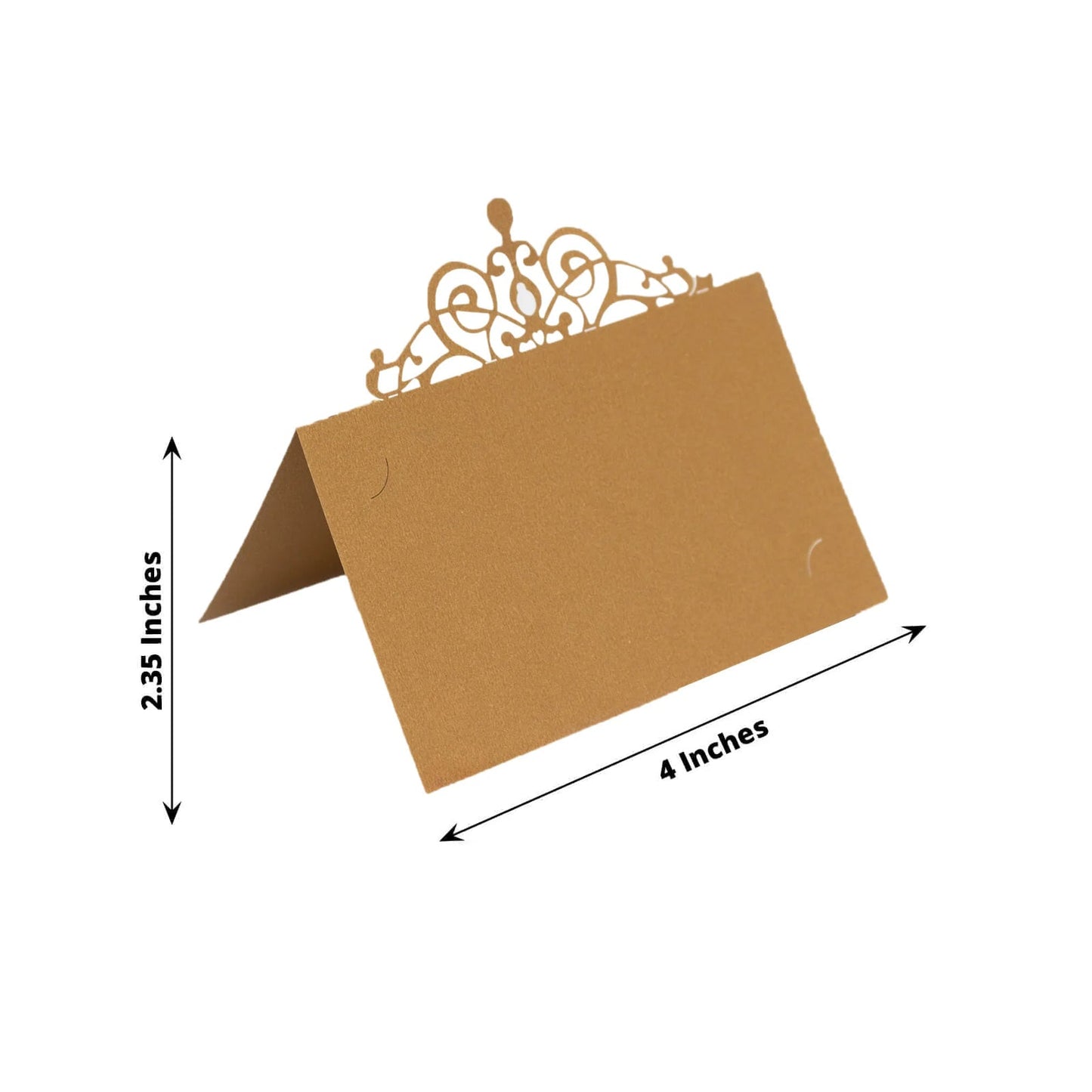 50-Pack Gold Place Cards with Laser Cut Crown Design â€“ Printable Reservation Seating Self Standing Cards - 2"x4"