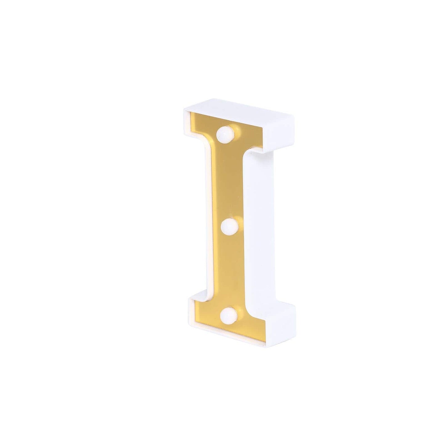 3D Marquee Letter "I" Warm White 3 LED Lights Gold - Chic Light-Up Decor for Events 6"