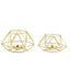 Set of 2 Candle Holders Metal Hexagon Geometric Design Gold - Modern Decorative Centerpieces for Tables 4"x3"