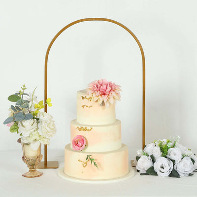 Gold Metal Chiara Arch Table Centerpiece with Rounded Top - Detachable Flower Stand Frame for Weddings 35’’