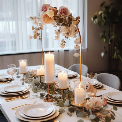Gold Metal Chiara Arch Table Centerpiece with Rounded Top - Detachable Flower Stand Frame for Weddings 35’’