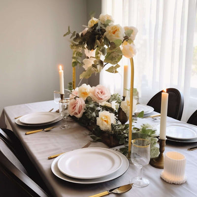 Gold Metal Chiara Arch Table Centerpiece with Rounded Top - Detachable Flower Stand Frame for Weddings 23’’