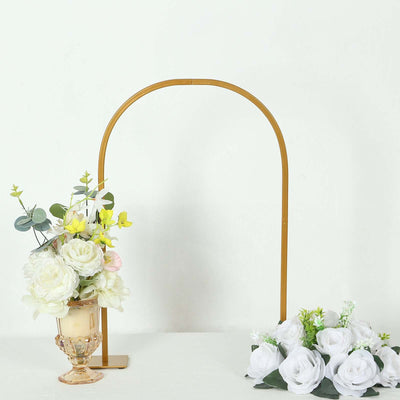 Gold Metal Chiara Arch Table Centerpiece with Rounded Top - Detachable Flower Stand Frame for Weddings 23’’
