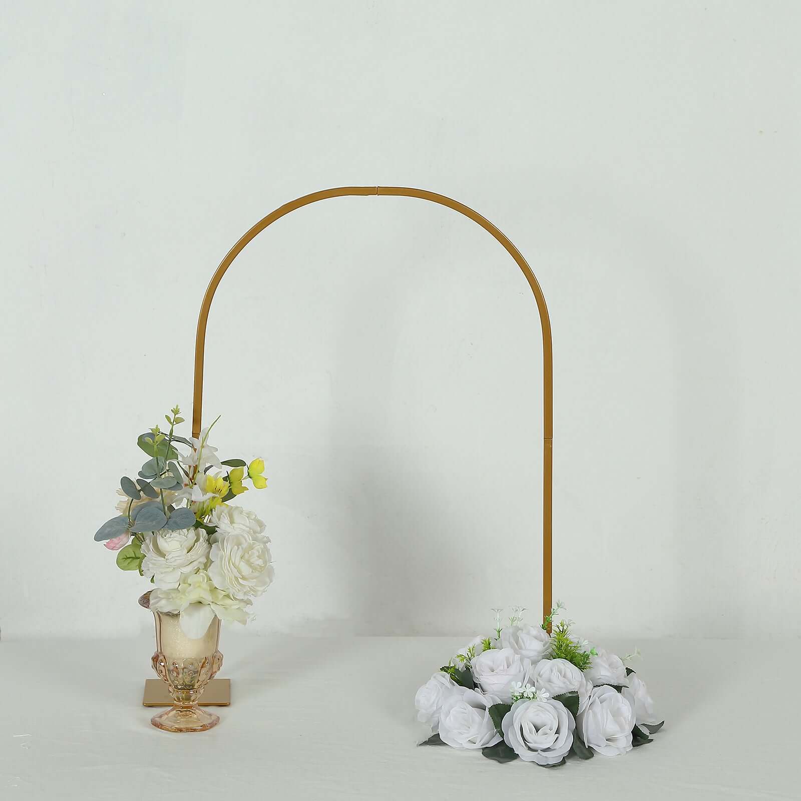 Gold Metal Chiara Arch Table Centerpiece with Rounded Top - Detachable Flower Stand Frame for Weddings 35’’