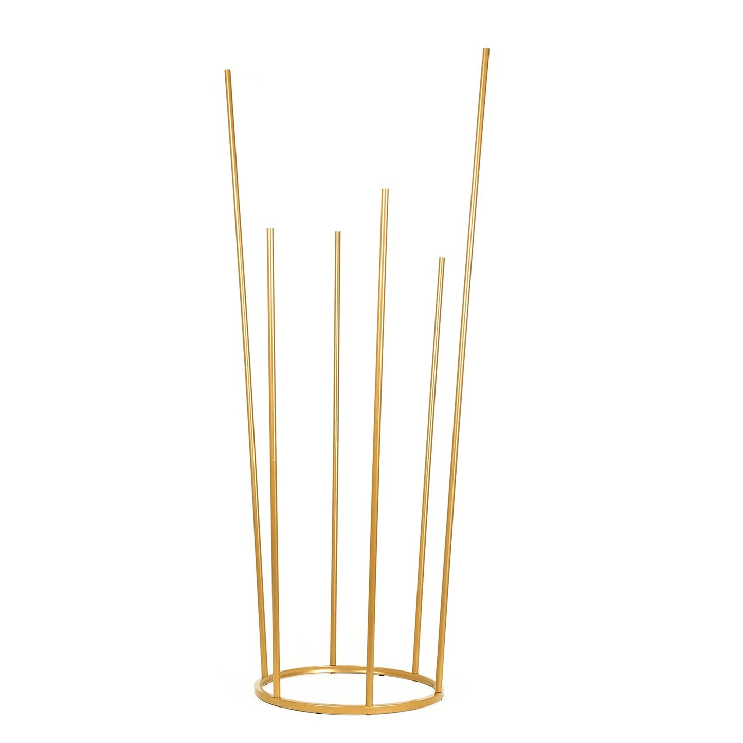 Flower Centerpiece Gold Metal Minimalist 6-Tubes Round Base Design - Single Stem Bud Vase for Arrangements 4ft