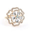 4 Pack Diamond Rhinestone Gold Metal Rose Flower Napkin Rings, Decorative Napkin Buckle Holders