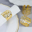 4 Pack Shiny Gold Laser Cut Rose Round Metal Napkin Rings, Decorative Flower Napkin Holders
