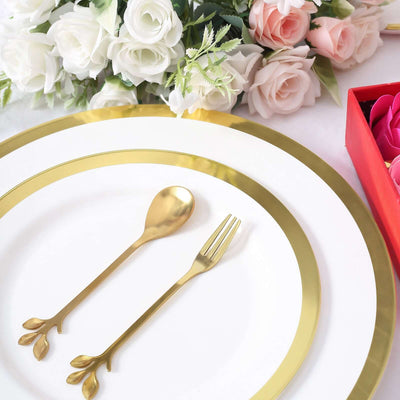 Gold Metal Spoon & Fork Pre-Packed Wedding Party Favors Set With Leaf Shaped Handle Bridal Shower Souvenir Gift Box