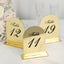 Gold Mirror Arch Acrylic Table Numbers (11-20) - 6"x7" Wedding Reception Signs with Black Print & Stands
