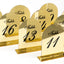 Gold Mirror Arch Acrylic Table Numbers (11-20) - 6"x7" Wedding Reception Signs with Black Print & Stands