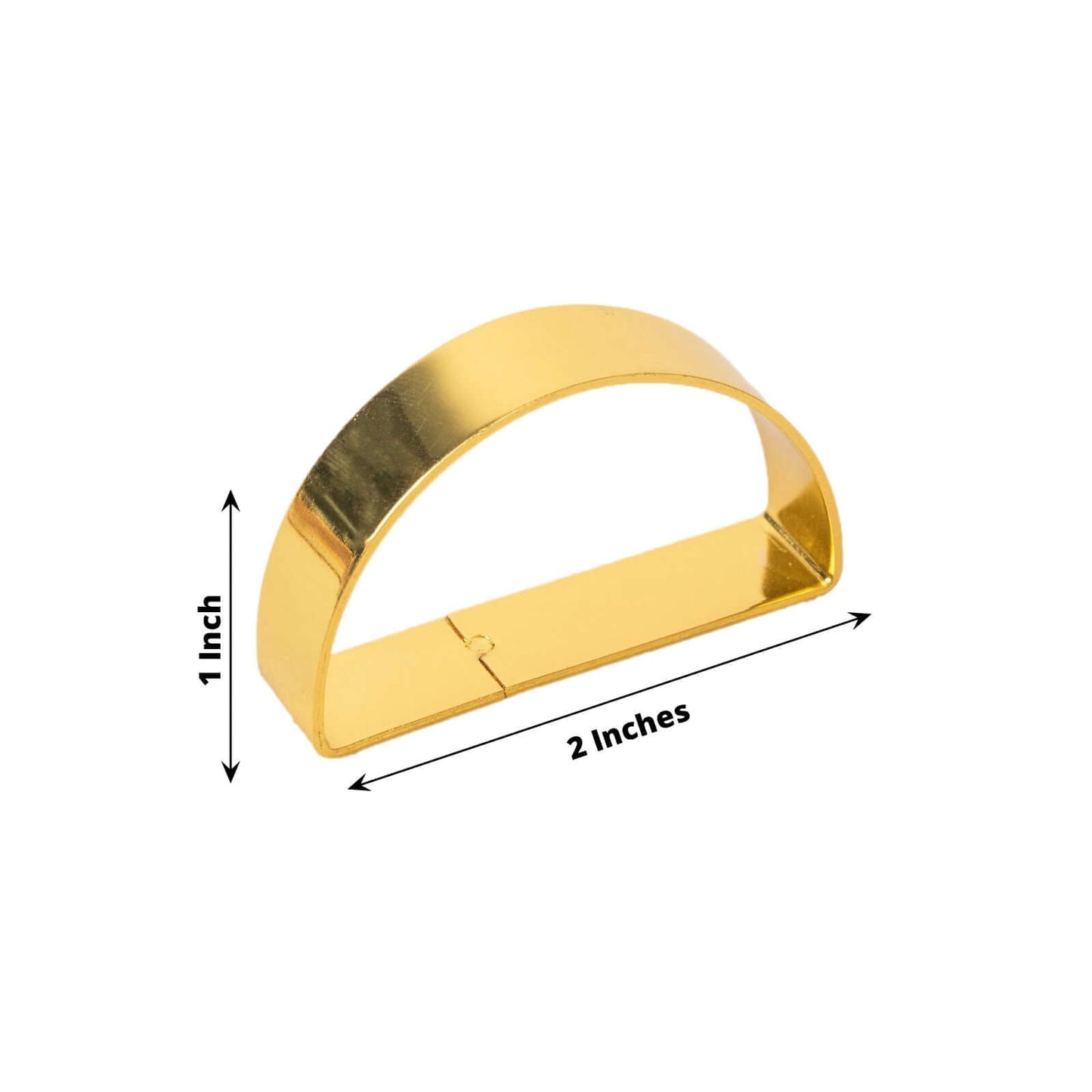 4 Pack 2" Shiny Gold Metal Semicircle Napkin Rings, D-Shaped Serviette Buckle Napkin Holders