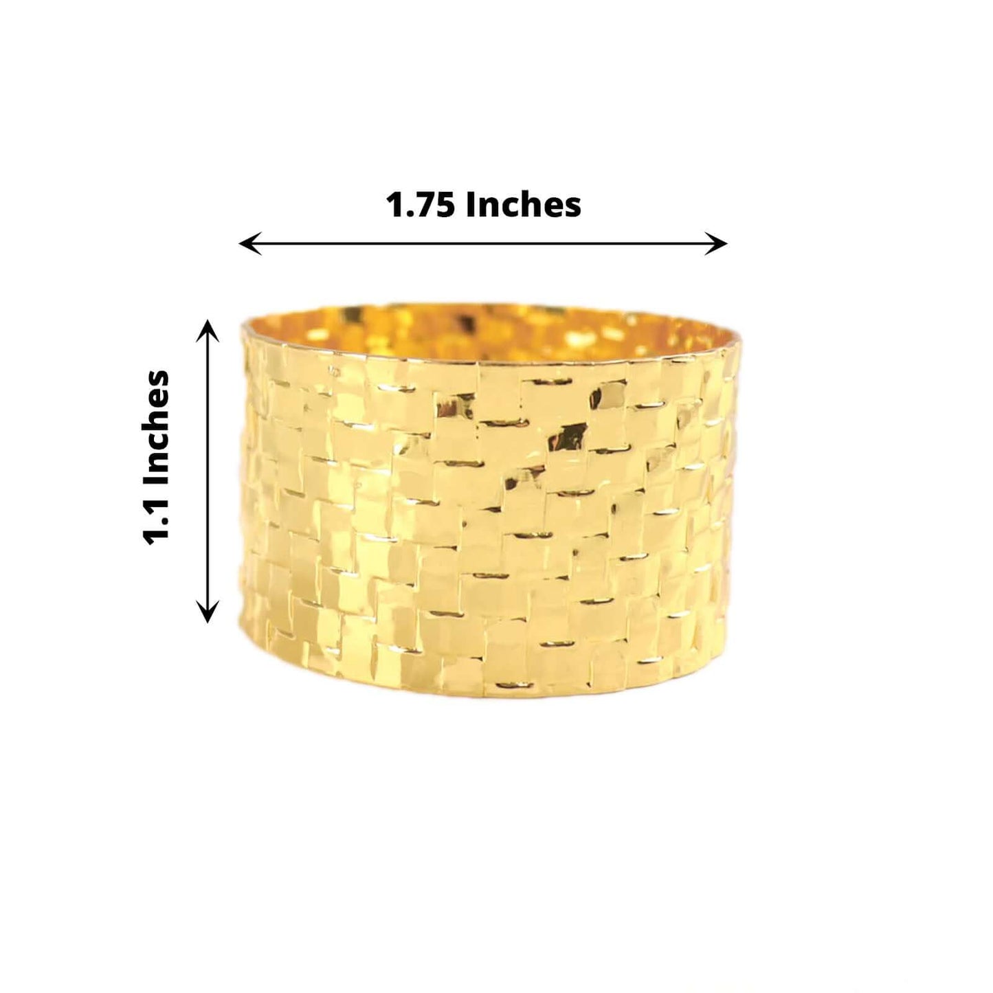 4 Pack Shiny Gold Basket Weave Napkin Rings, Metallic Napkin Holders